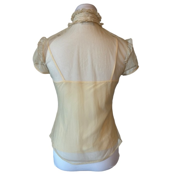 Badgley Mischka Cream Sheer Ruffle Top - Picture 9 of 9